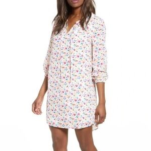 GIBSON Holly Split Neck Shirt Dress Multicolor